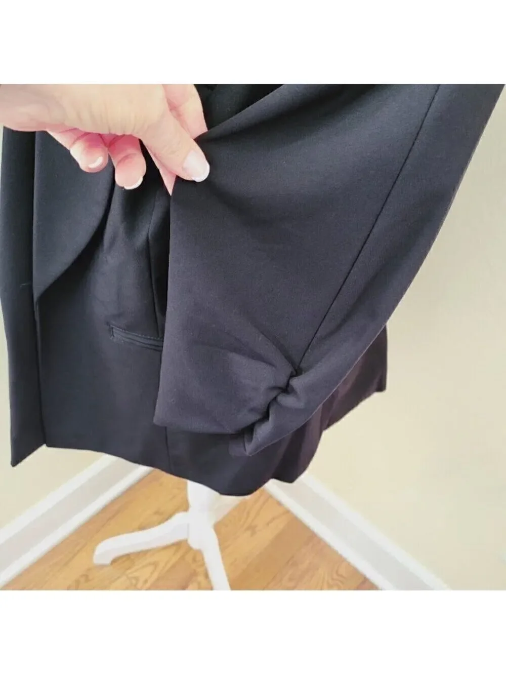 Worthington Open Blazer Size 0X Women's Black Three-Quarter Cinch Sleeve NWT